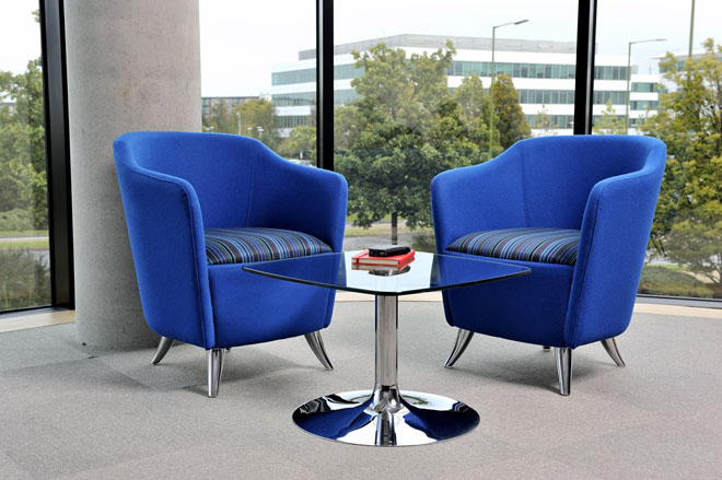 Solace reception chairs in blue 2 tone fabric