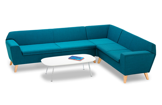 Stretch reception sofa blue