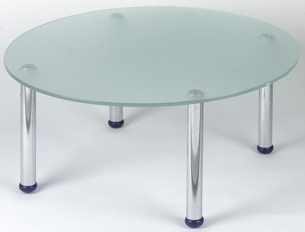 Round Coffee Table With Frosted Glass and Chrome Legs £260