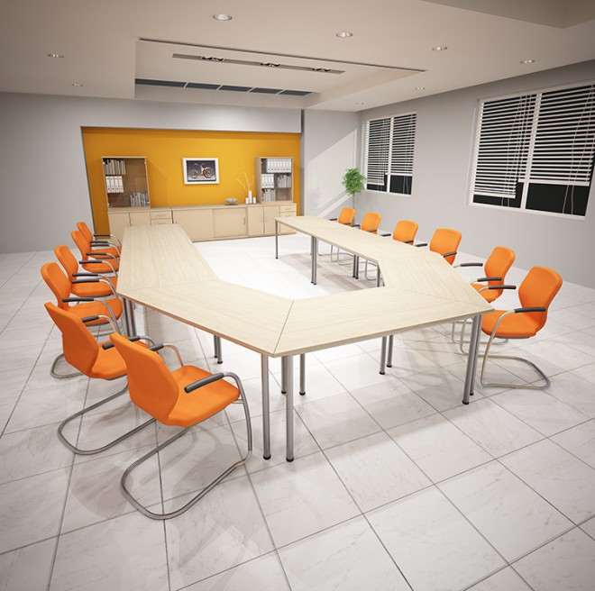 Meeting room tables can be made to any shape and size